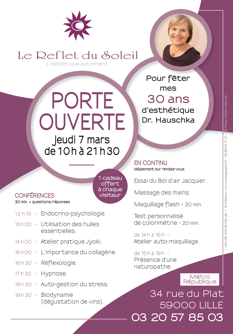 Je vous attends avec impatience le jeudi 7 mars pour une journée porte ouverte de 10H à 21H30 pour fêter mes 30 ans d’esthétique Dr. Hauschka Je vous attends avec impatience le jeudi 7 mars pour une journée porte ouverte de 10H à 21H30 pour fêter mes 30 ans d'esthétique Dr. Hauschka